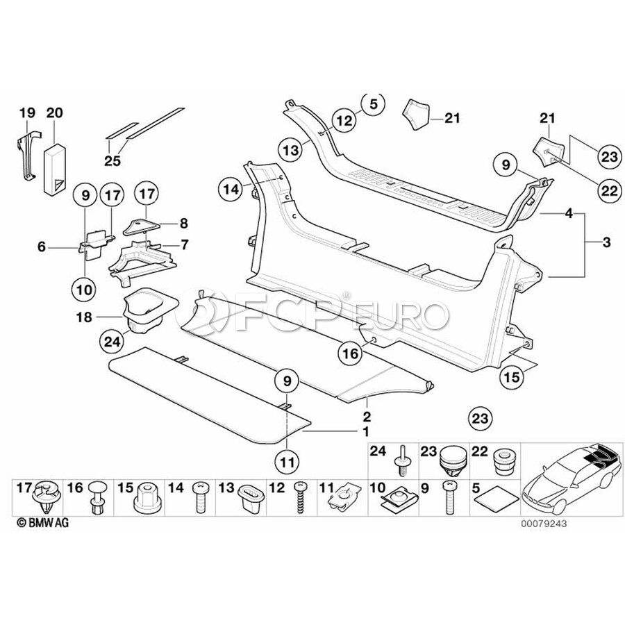 BMW Right Water Channel Cover (Black) - Genuine BMW 51498401012 | FCP Euro