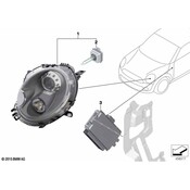 MINI Headlight Xenon 25 W Black Right (Black-Black) - Genuine MINI 63102289651