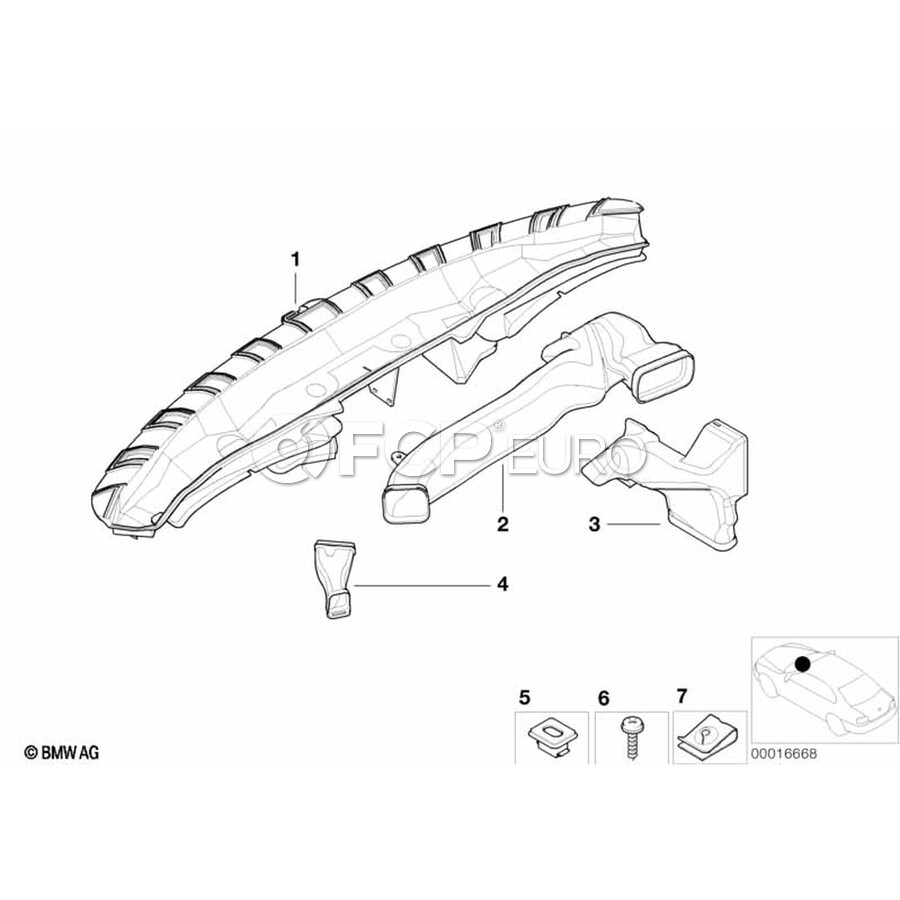 BMW Instrument Panel Air Duct - Genuine BMW 64228203882 | FCP Euro