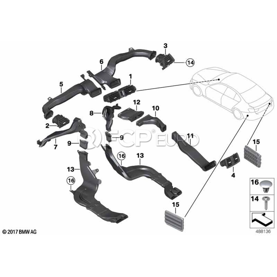 BMW Fresh Air Grille Center - Genuine BMW 64229218552 | FCP Euro