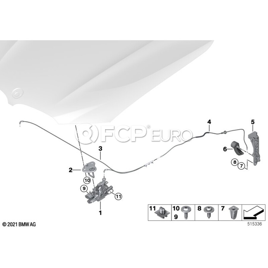 BMW Hood Release Cable - Genuine BMW 51239450864 | FCP Euro