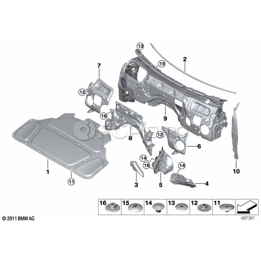 BMW Hood Insulation Pad - Genuine BMW 51487434845 | FCP Euro