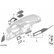 BMW Cover Dashboard Aluminium Right (Alu-Black) - Genuine BMW 51459231217