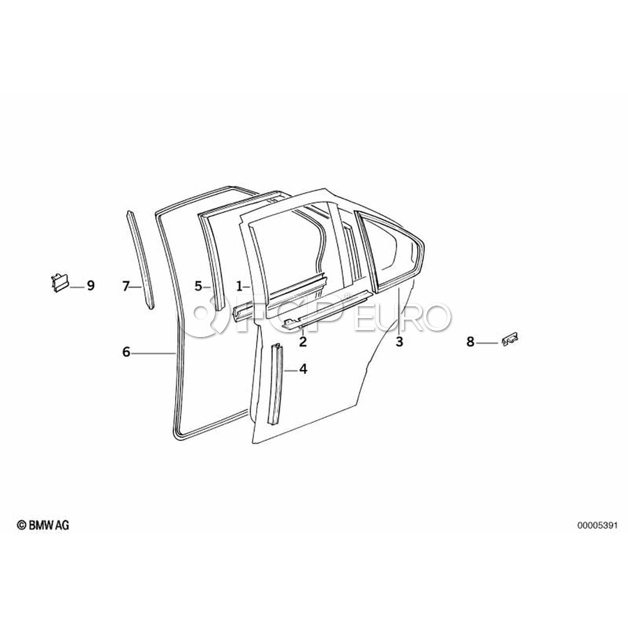 BMW Center Left Seal.Betw.Door And Column - Genuine BMW 51221960667 ...