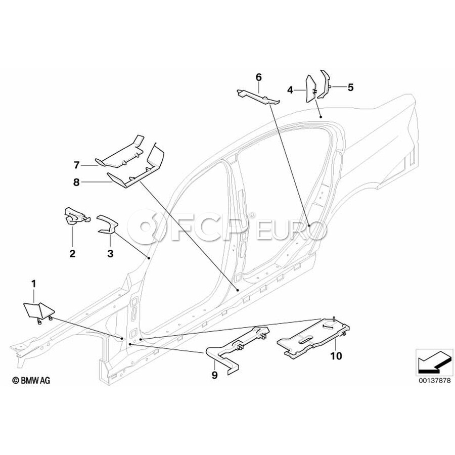 BMW Body C-Pillar Baffle Plate - Genuine BMW 41217062372 | FCP Euro