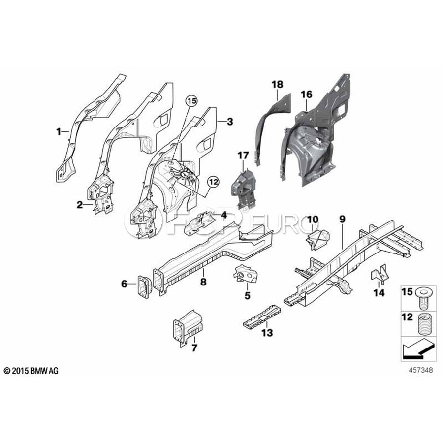 BMW Fender Apron Reinforcement - Genuine BMW 41117377786 | FCP Euro