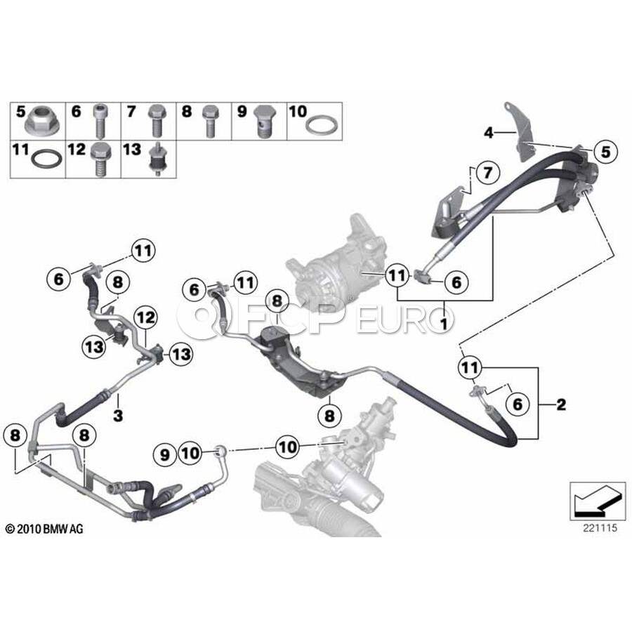 BMW Power Steering Pressure Hose - Genuine BMW 32416851280 | FCP Euro