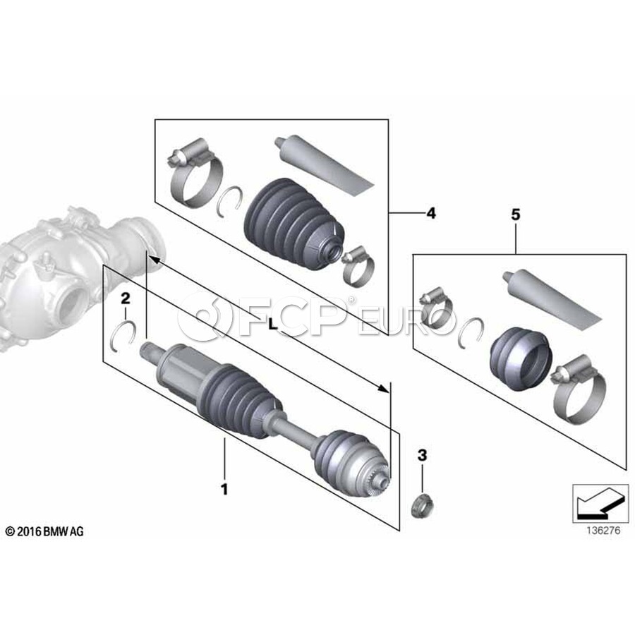 BMW Output Shaft Left (L=669mm) - Genuine BMW 31607622883 | FCP Euro