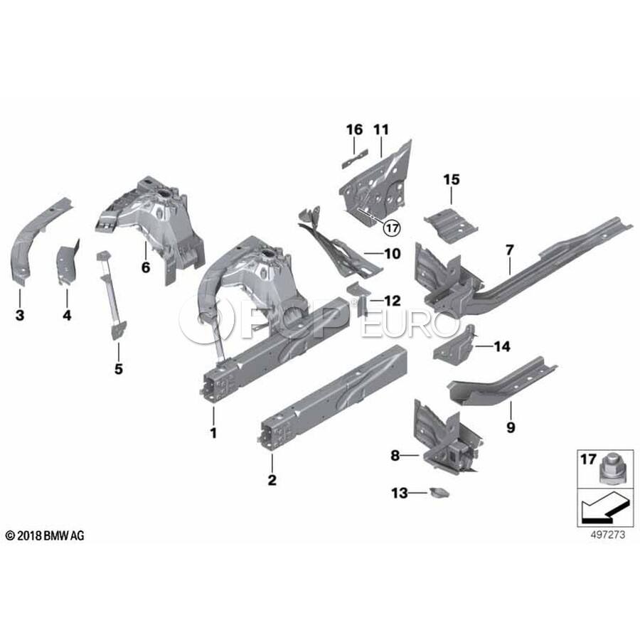 BMW Fender Rail - Genuine BMW 41007486639 | FCP Euro