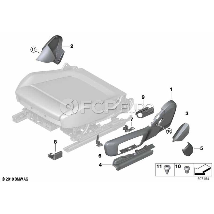 BMW Seat Trim Panel Cap - Genuine BMW 52107469677 | FCP Euro