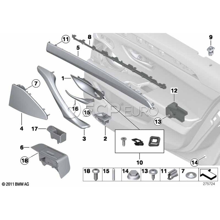 BMW Trim Door Wood Fineline Rear Right (Anthrazit) - Genuine BMW ...