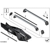 BMW Roof Rack Base Bar Support Tube Height Extension - Genuine BMW 82792474978