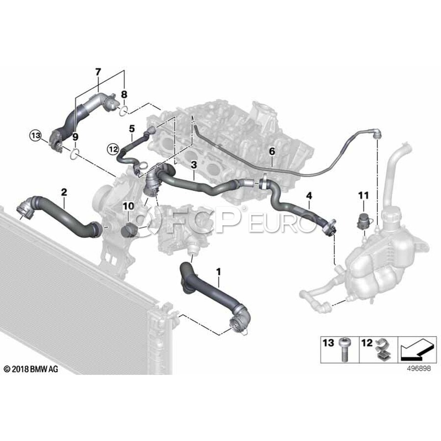 BMW Engine Coolant Hose - Genuine BMW 11538645545 | FCP Euro