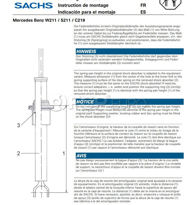 Instructions prior to installation