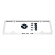 BMW Slimline Licnense Plate Frame with BMW Roundel Valve Stem Caps (Polished) - Genuine BMW 82122456414