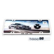 BMW Slimline Licnense Plate Frame with BMW M Valve Stem Caps (Polished) - Genuine BMW 82122456415