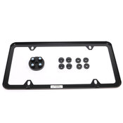 BMW Slimline License Plate Frame with BMW Roundel Valve Stem Caps (Black) - Genuine BMW 82122456416