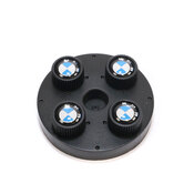 BMW Slimline License Plate Frame with BMW Roundel Valve Stem Caps (Black) - Genuine BMW 82122456416