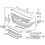 Volkswagen Grille Molding - Genuine VW 3G8853253C2ZZ